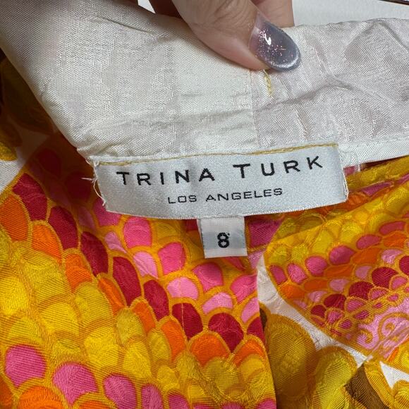 Trina Turk LA Shorts Womens 8 Colorful Retro Print Bermuda Stretch Vacay Modest - Picture 5 of 7